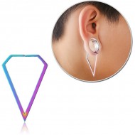 STERILE RAINBOW PVD COATED SURGICAL STEEL HOOP EARRING FOR TUNNEL - DIAMOND