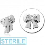 STERILE SURGICAL STEEL JEWELLED ATTACHMENT FOR BALL CLOSURE RING - BOW TIE PIERCING