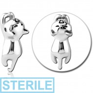 STERILE SURGICAL STEEL ATTACHMENT FOR BALL CLOSURE RING - CAT PIERCING