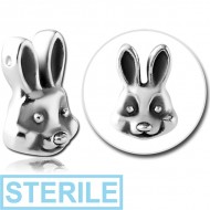 STERILE SURGICAL STEEL ATTACHMENT FOR BALL CLOSURE RING - HEAD RABBIT PIERCING