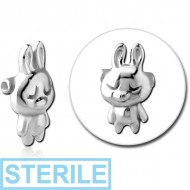 STERILE SURGICAL STEEL ATTACHMENT FOR BALL CLOSURE RING - TEDDY RABBIT PIERCING
