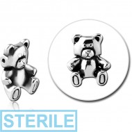 STERILE SURGICAL STEEL ATTACHMENT FOR BALL CLOSURE RING - TEDDY BEAR PIERCING