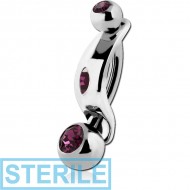 STERILE SURGICAL STEEL INTIMATE SHIELD AND DOUBLE JEWELLED MINI NAVEL BANANA PIERCING