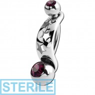 STERILE SURGICAL STEEL INTIMATE SHIELD AND DOUBLE JEWELLED MINI NAVEL BANANA PIERCING