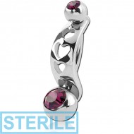 STERILE SURGICAL STEEL INTIMATE SHIELD AND DOUBLE JEWELLED MINI NAVEL BANANA PIERCING