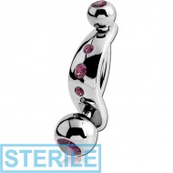 STERILE SURGICAL STEEL INTIMATE SHIELD AND DOUBLE JEWELLED MINI NAVEL BANANA PIERCING