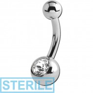 STERILE SURGICAL STEEL VALUE CRYSTAL JEWELLED MINI NAVEL BANANA PIERCING