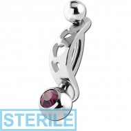 STERILE SURGICAL STEEL INTIMATE SHIELD AND JEWELLED MINI NAVEL BANANA PIERCING