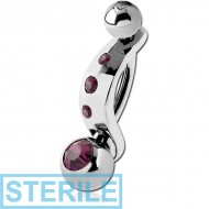 STERILE SURGICAL STEEL INTIMATE SHIELD AND JEWELLED MINI NAVEL BANANA PIERCING