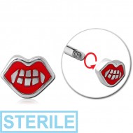 STERILE SURGICAL STEEL ATTACHMENT FOR 1.6 MM THREADED PINS - MOUTH PIERCING