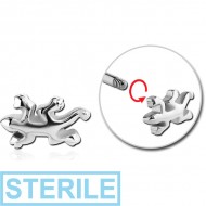 STERILE SURGICAL STEEL ATTACHMENT FOR 1.6 MM THREADED PINS - LIZARD PIERCING