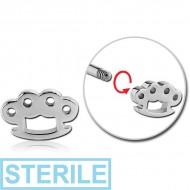 STERILE SURGICAL STEEL ATTACHMENT FOR 1.6 MM THREADED PINS - BRASS KNUCKLES PIERCING