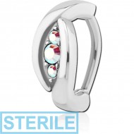 STERILE SURGICAL STEEL JEWELLED BELLY CLICKER - TWO SMALL AND ONE BIG GEM PIERCING