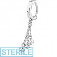 STERILE SURGICAL STEEL BELLY CLICKER WITH JEWELLED DANGLING CHARM PIERCING