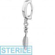STERILE SURGICAL STEEL BELLY CLICKER WITH JEWELLED DANGLING CHARM PIERCING