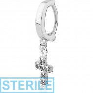 STERILE SURGICAL STEEL BELLY CLICKER WITH JEWELLED DANGLING CHARM PIERCING