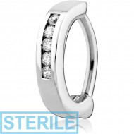 STERILE SURGICAL STEEL JEWELLED BELLY CLICKER - FIVE GEMS PIERCING