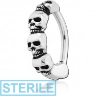 STERILE SURGICAL STEEL BELLY CLICKER - SKULLS PIERCING