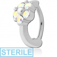 STERILE SURGICAL STEEL JEWELLED BELLY CLICKER - FLOWER PIERCING