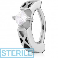 STERILE SURGICAL STEEL JEWELLED BELLY CLICKER - RHOMBUS PIERCING