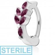 STERILE SURGICAL STEEL JEWELLED BELLY CLICKER - MARQUISE PIERCING