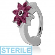 STERILE SURGICAL STEEL JEWELLED BELLY CLICKER - FLOWER PIERCING