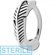 STERILE SURGICAL STEEL BELLY CLICKER - FEATHER PIERCING