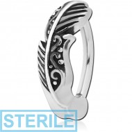 STERILE SURGICAL STEEL BELLY CLICKER - FANCY FEATHER PIERCING