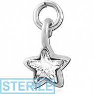 STERILE SURGICAL STEEL JEWELLED CHARM - STAR PIERCING