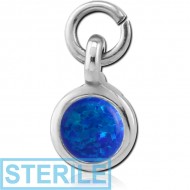 STERILE SURGICAL STEEL SYNTHETIC OPAL CHARM - CIRCLE PIERCING