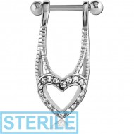 STERILE SURGICAL STEEL JEWELLED CARTILAGE SHIELD - BIG HEART