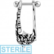 STERILE SURGICAL STEEL CARTILAGE SHIELD - RIGHT FLAMES PIERCING