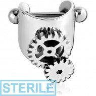 STERILE SURGICAL STEEL CARTILAGE SHIELD - STEAMPUNK PIERCING