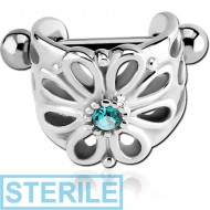 STERILE SURGICAL STEEL JEWELLED CARTILAGE SHIELD PIERCING