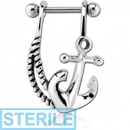STERILE SURGICAL STEEL CARTILAGE SHIELD - RIGHT ANCHOR AND ROPE PIERCING