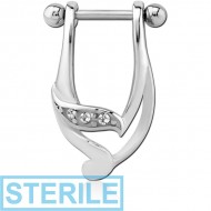 STERILE SURGICAL STEEL JEWELLED CARTILAGE SHIELD - LEFT PIERCING