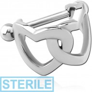 STERILE SURGICAL STEEL CARTILAGE SHIELD - HEARTS PIERCING