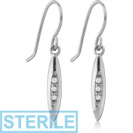 STERILE SURGICAL STEEL JEWELLED EARRINGS - SURF BOARD PIERCING