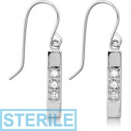 STERILE SURGICAL STEEL JEWELLED EARRINGS - RHOMBUS PIERCING