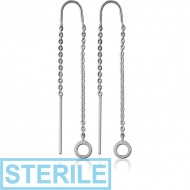 STERILE SURGICAL STEEL CHAIN EARRINGS PAIR - HOOP PIERCING