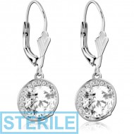 STERILE SURGICAL STEEL JEWELLED EARRINGS PAIR PIERCING