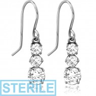 STERILE SURGICAL STEEL JEWELLED EARRINGS PIERCING