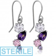 STERILE SURGICAL STEEL JEWELLED EARRINGS PIERCING
