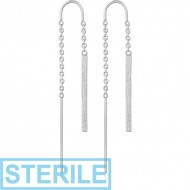 STERILE SURGICAL STEEL CHAIN EARRINGS PAIR PIERCING