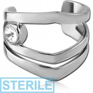STERILE SURGICAL STEEL JEWELLED EAR CUFF PIERCING