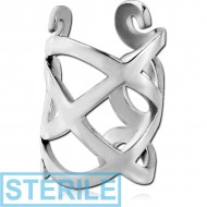 STERILE SURGICAL STEEL EAR CUFF - CURVED LINES PIERCING