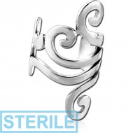 STERILE SURGICAL STEEL EAR CUFF - CURVED LINES PIERCING
