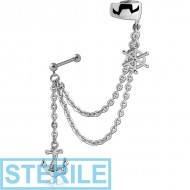 STERILE SURGICAL STEEL EAR CUFF CHAIN - ANCHOR AND HELM PIERCING