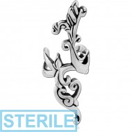 STERILE SURGICAL STEEL EAR CUFF - BRANCH WITH LEAFS PIERCING