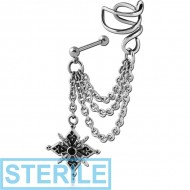 STERILE SURGICAL STEEL JEWELLED EAR CUFF - NORTH STAR PIERCING